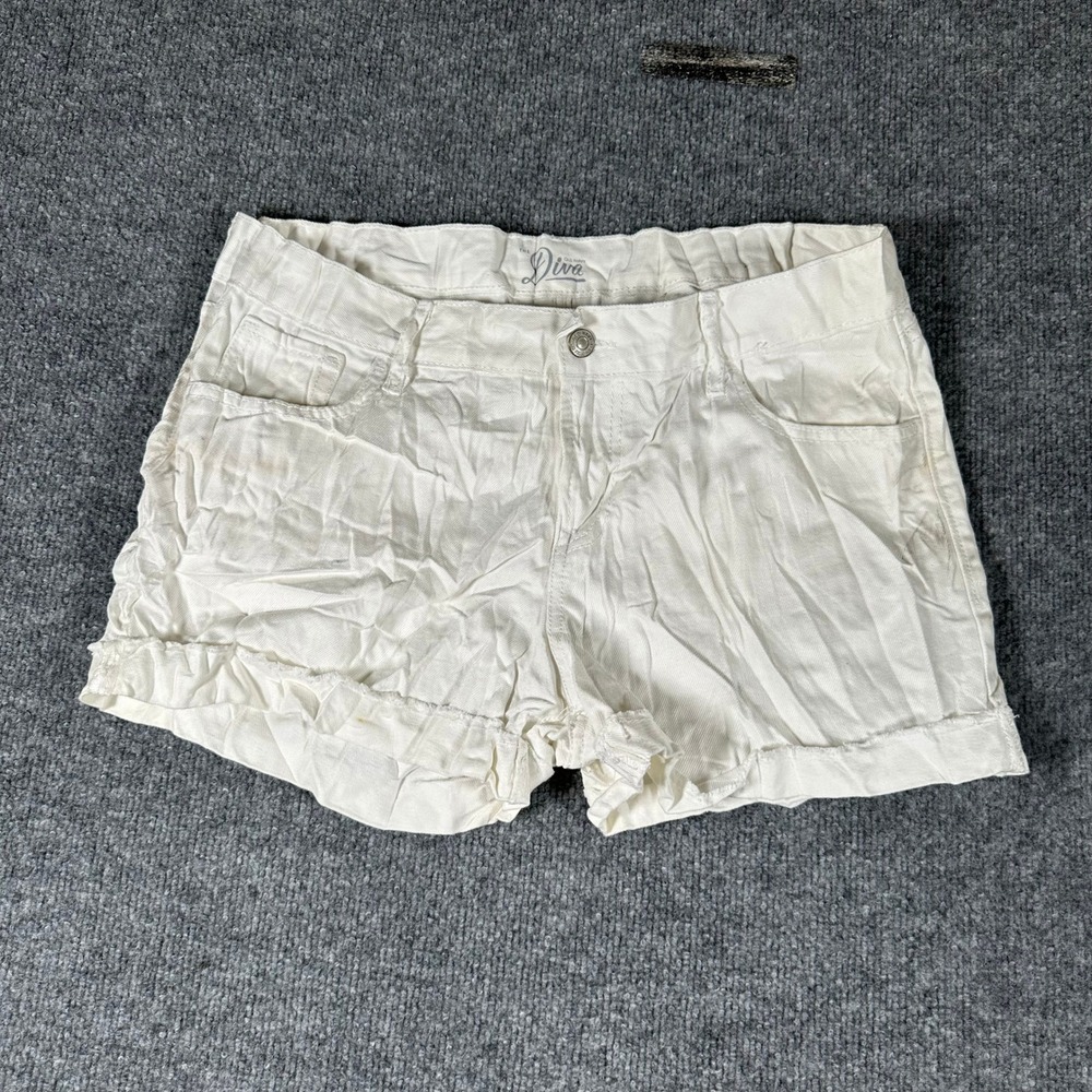 Old Navy Shorts Womens Size 12 White The Diva Cotton Denim Casual Cuffed Stained